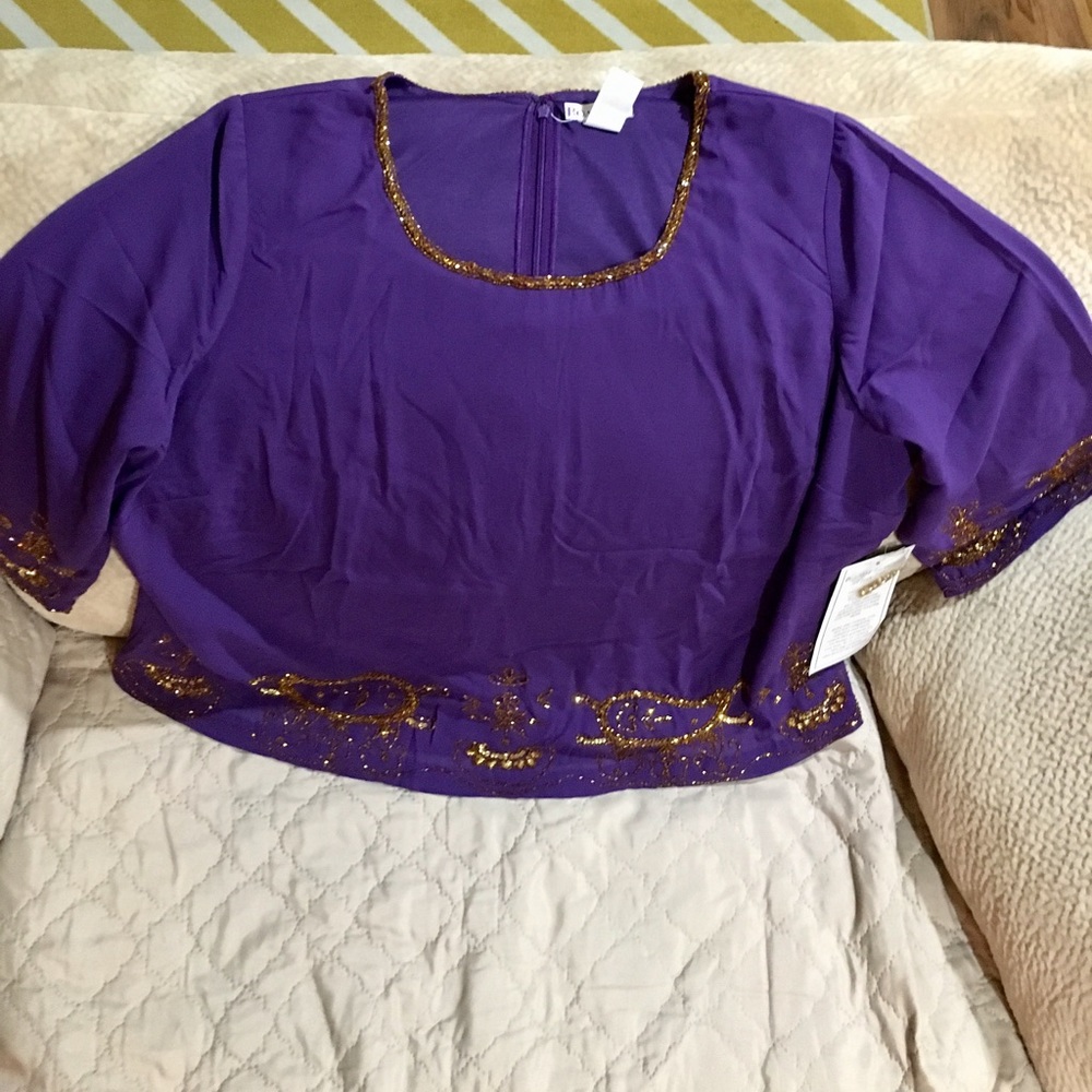 Roman New w/tag Purple w/Gold sequence Top