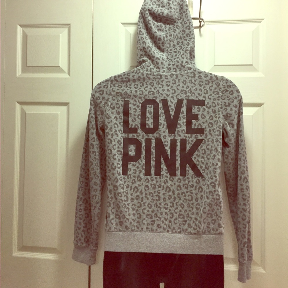 Victoria Secret Pink cheetah print velour hoodie