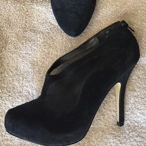 Black Audrey Brooke suede & mesh heels!