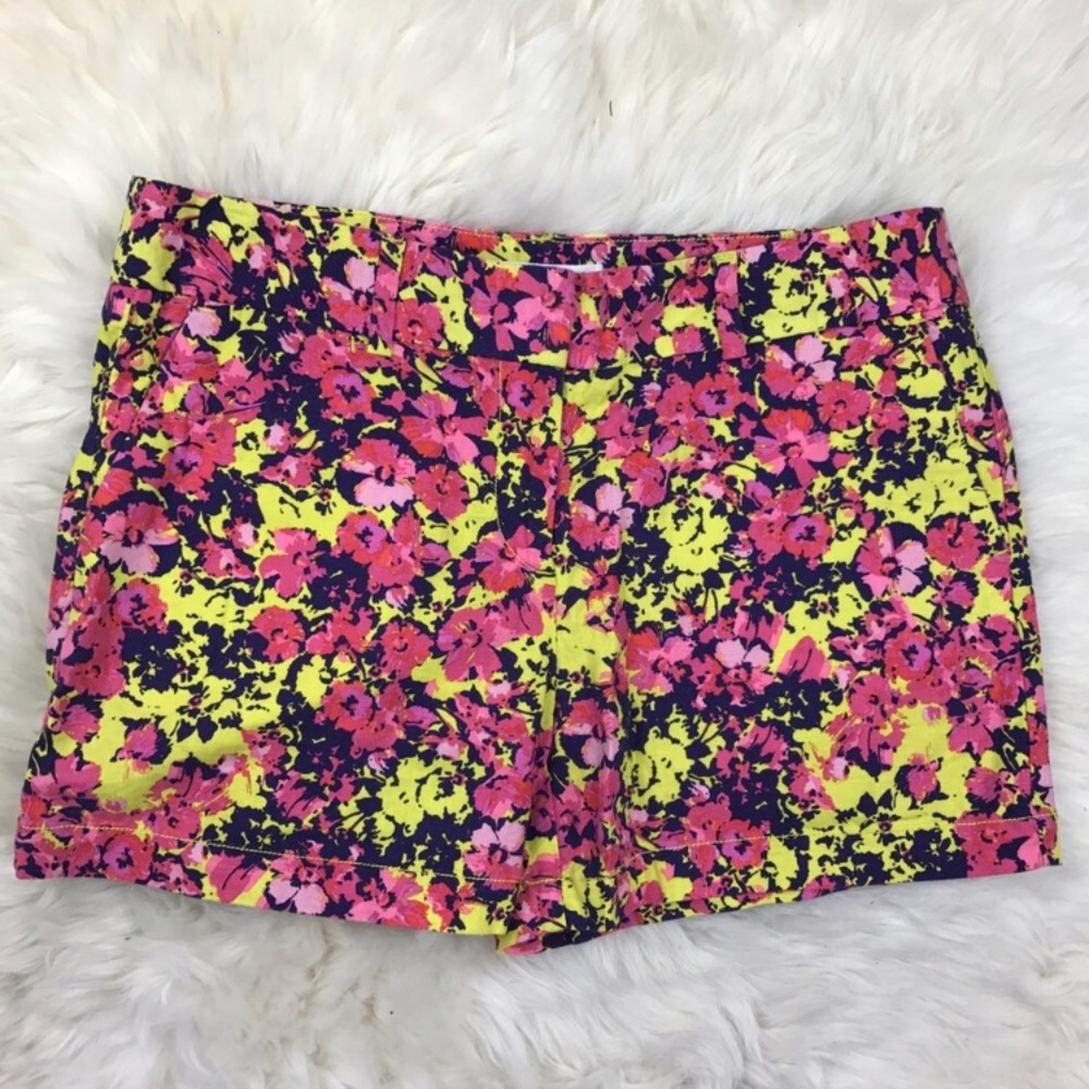 LOFT pink yellow floral shorts