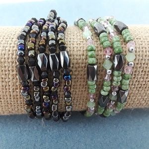 2 magnetic stone bead hematite bracelets