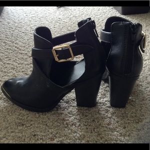 Black Booties with Gold Accents