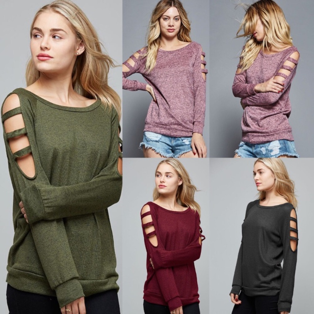 Burgundy Cut Out Detail Top