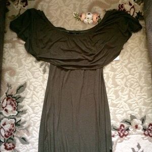 Olive Green Off the Shoulder Dress W/ Slit