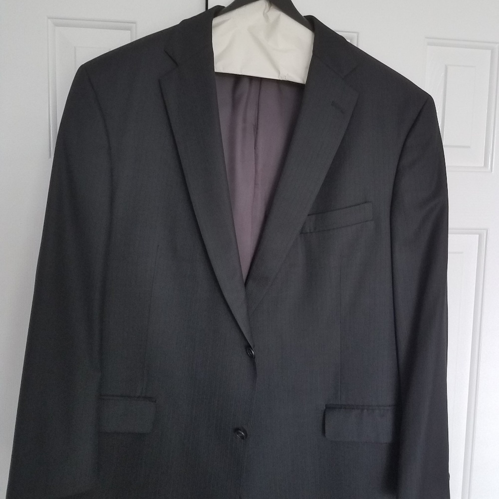 Mens Suit- Custom made, Grey/ black stripped