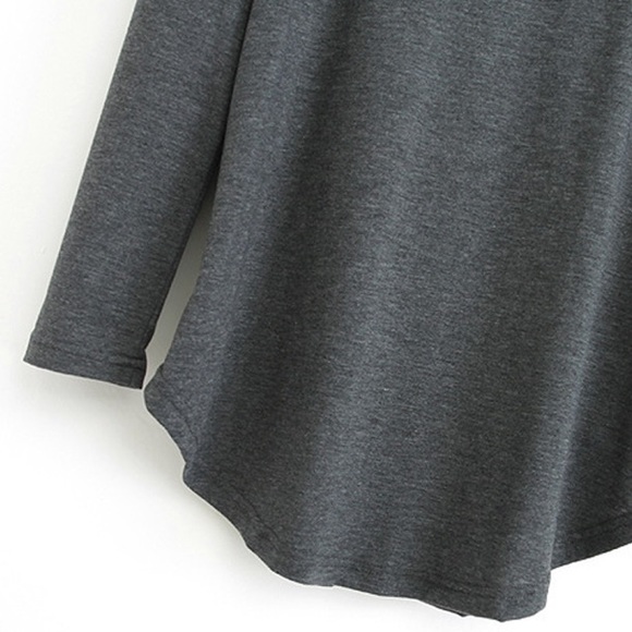 GRAY V Neck Cold Shoulder Top - Picture 5 of 7
