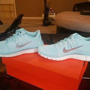 tiffany blue nikes with rhinestones
