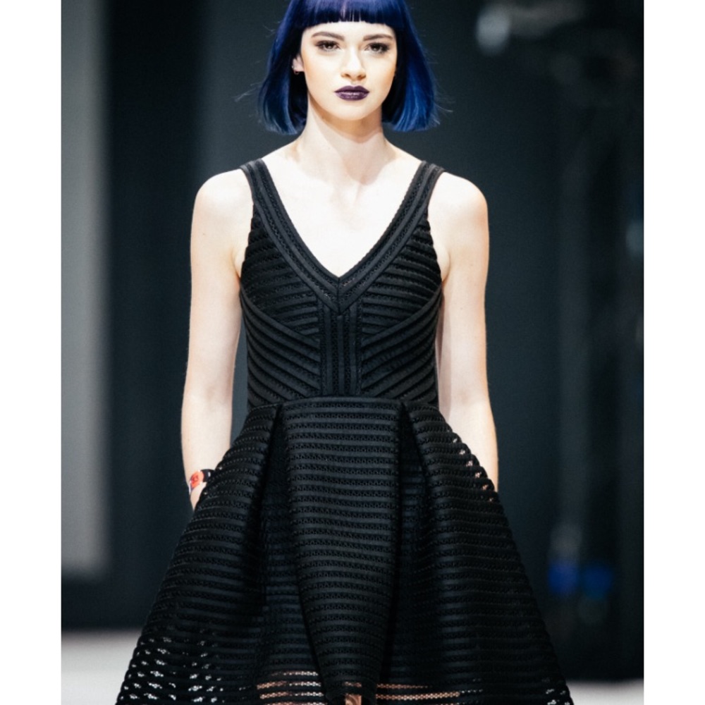 Maje NWT Panel Black mini Tulle dress V neck