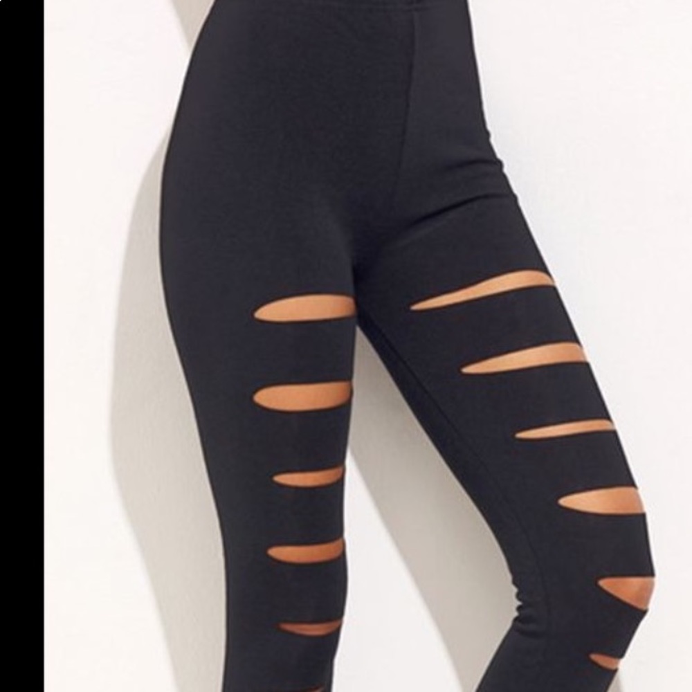 Black ripped up leggings