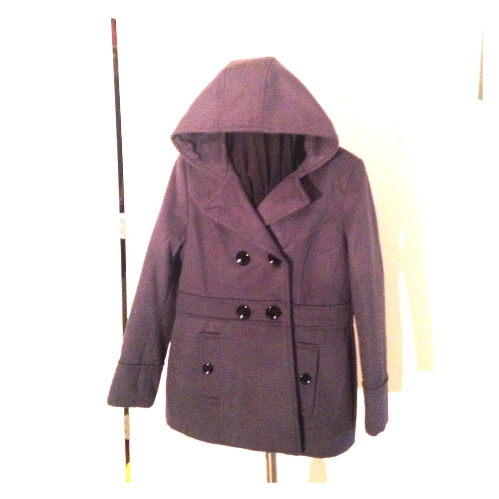 METAPHOR WOMENS HOODED DARK GRAY PEACOAT SIZE L