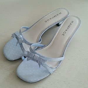 !Beautiful powder blue polka dot mule