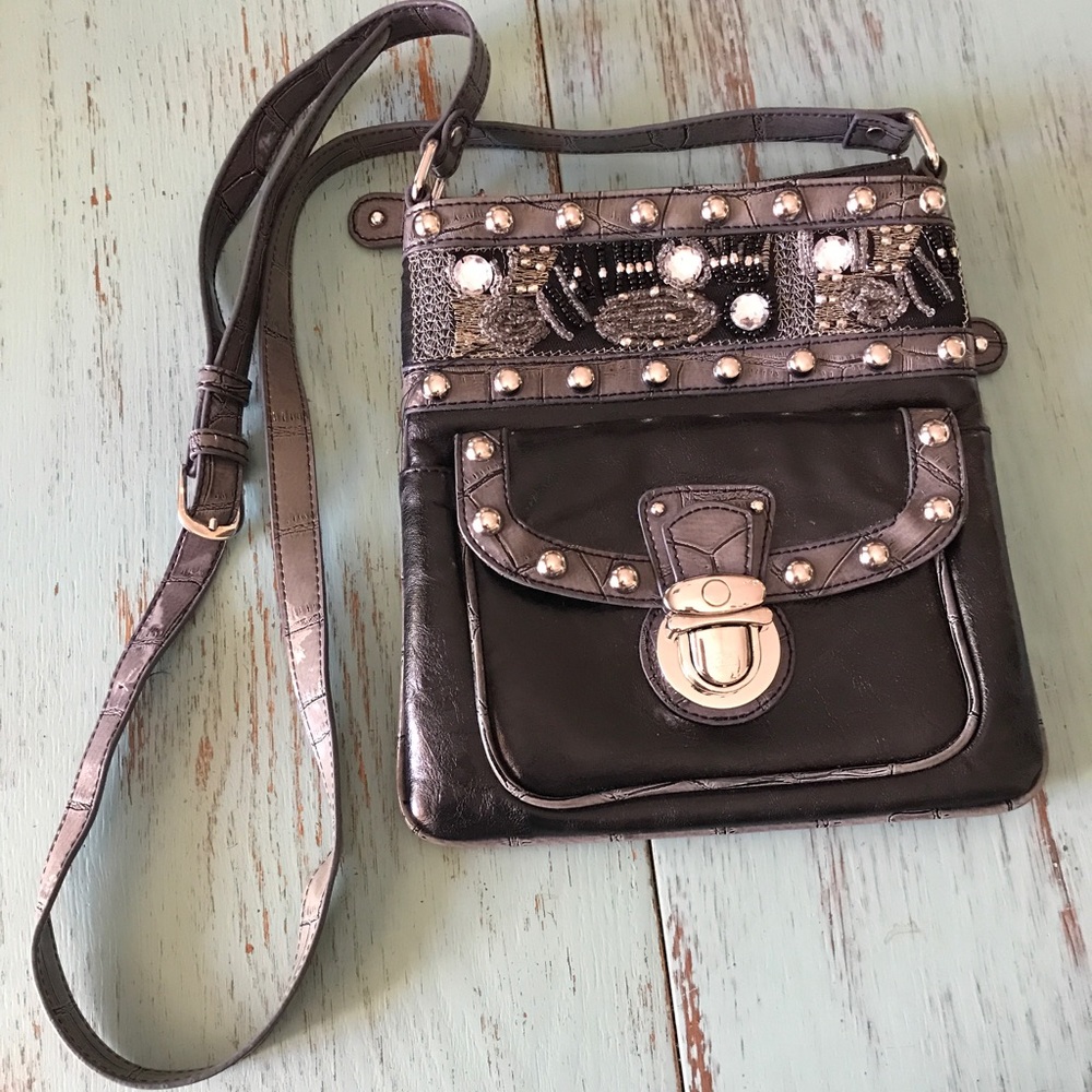 Black Crystal and Stud Purse