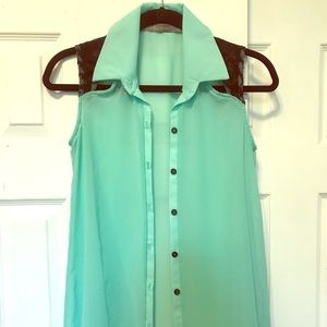 Sheer Mint Green Sleeveless Top/Tunic