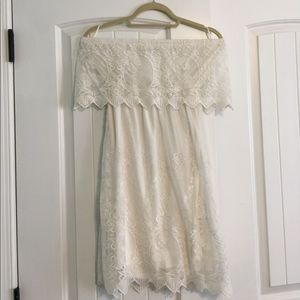 White strapless dress with beautiful lace overlay!