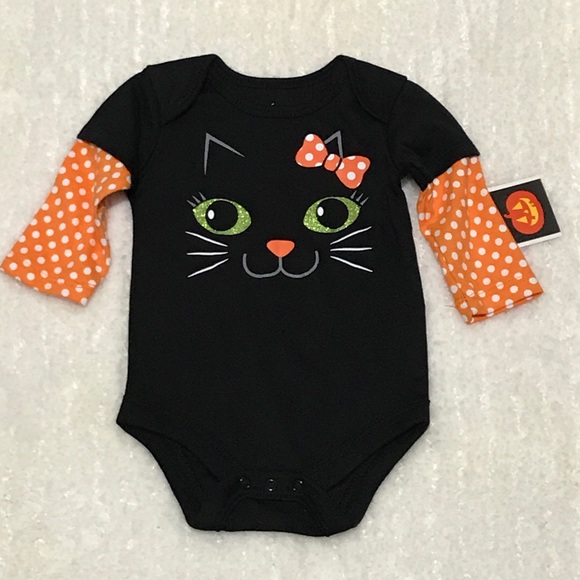 NWT 12M Kitty Halloween LS Onesie 🎃 - Picture 1 of 3