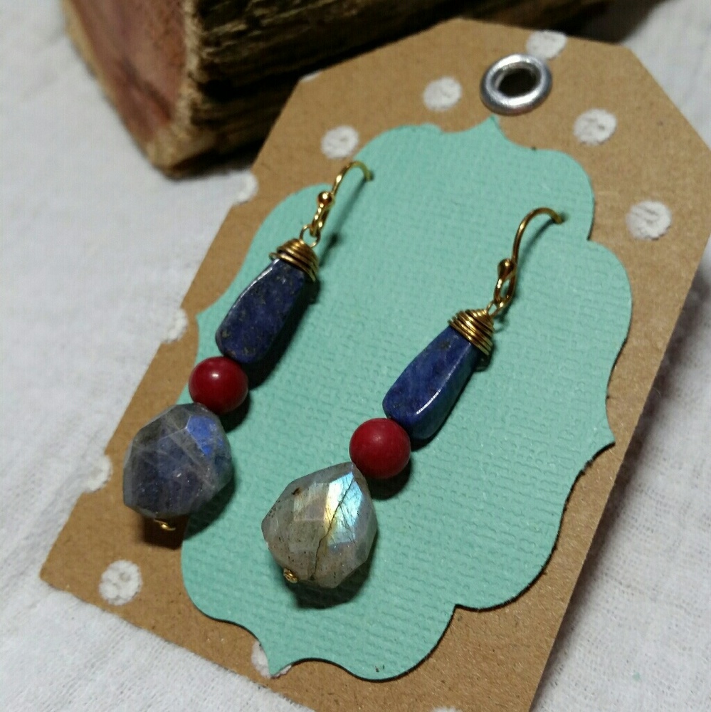 Artisan Labradorite & Lapis Earrings