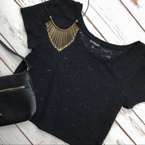 EXPRESS Black Lace Crop Top XS