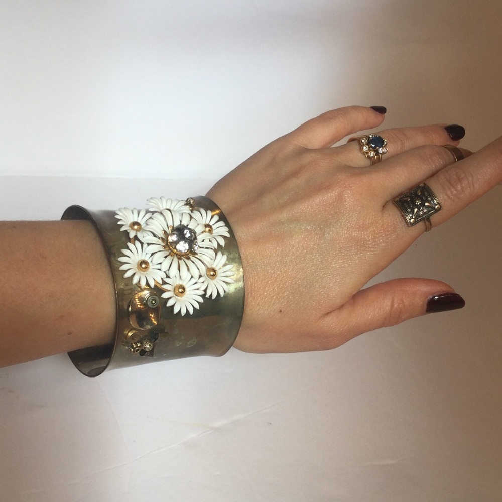 Vintage Upcycled Hand-Crafted Daisy Cuff