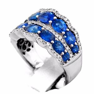 Sapphire and Diamond ring 14k white gold