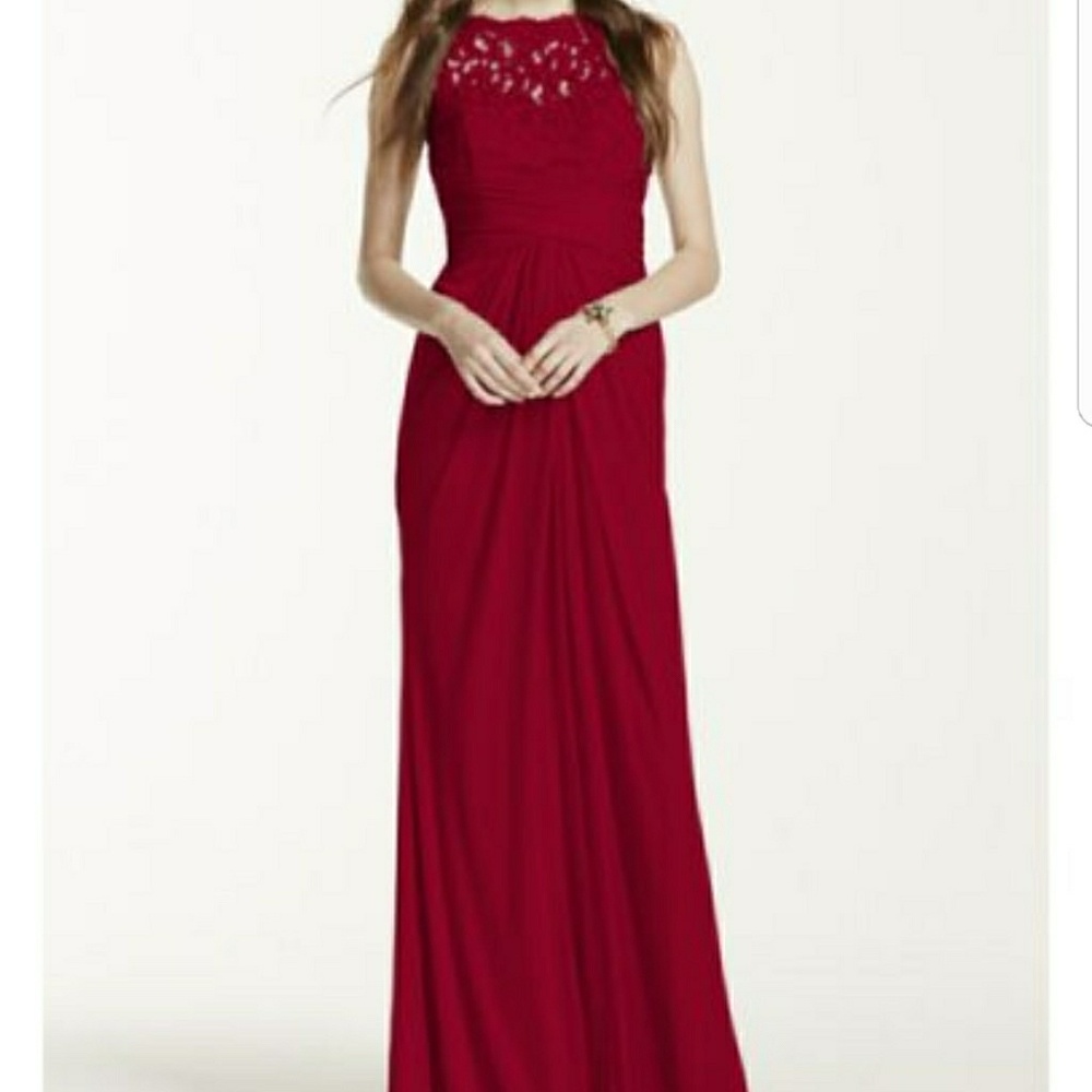 David's Bridal Sleeveless Long Dress "Apple"