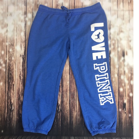 PINK Victoria's Secret Pants - VS Pink Cropped Blue Sweatpants