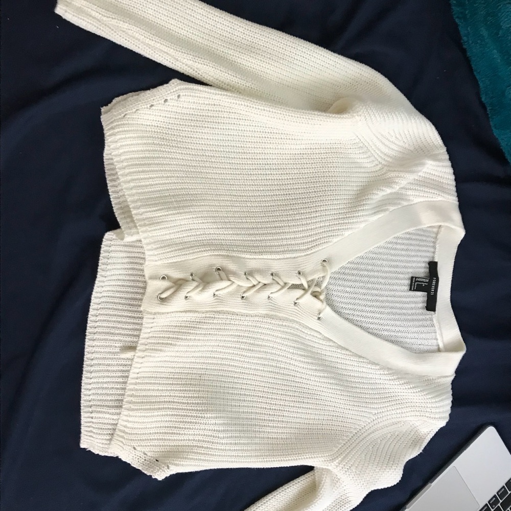 White cropped sweater