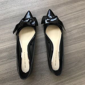Zara Pointed Patent Ballerina Flats with Bow