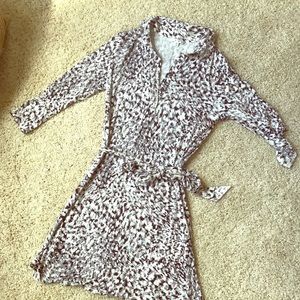 CAbi multi print dress with tie wrap.