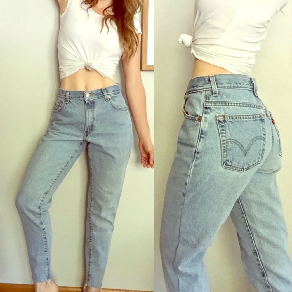 Vintage Levi's 550 high waist raw hem mom jeans