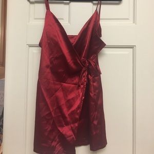 Silk Wine Wrap Dress