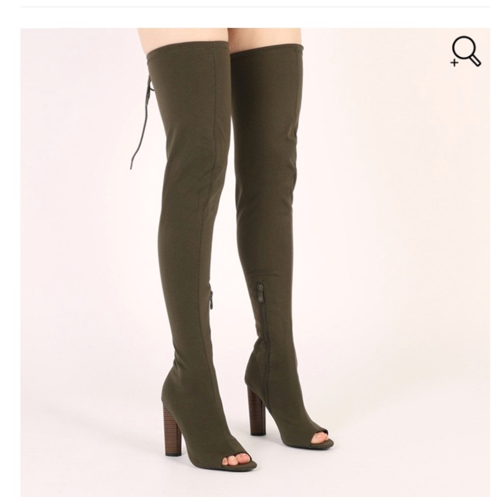 Public Desire over the knee open toed boots