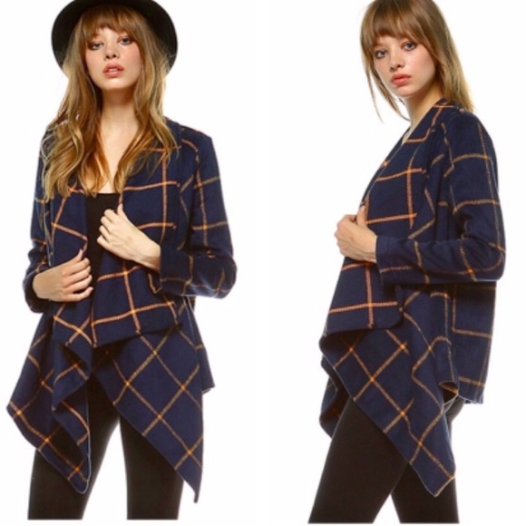 Size Small left!’ Plaid Woven Draped Open Jacket. - Picture 4 of 8