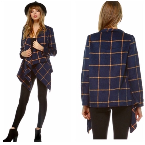 Size Small left!’ Plaid Woven Draped Open Jacket. - Picture 2 of 8