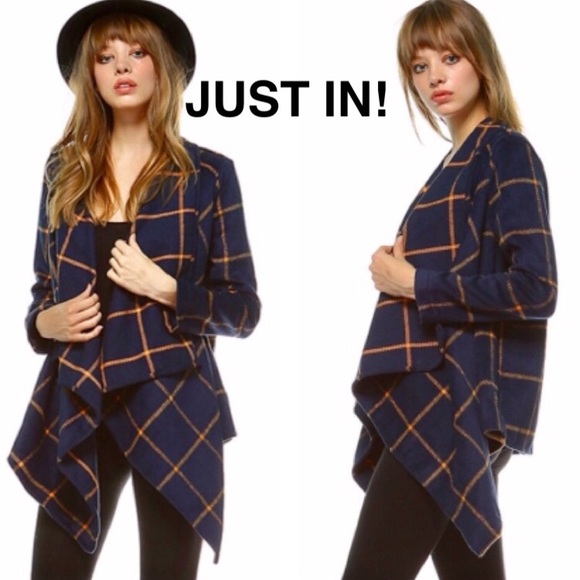 Size Small left!’ Plaid Woven Draped Open Jacket. - Picture 7 of 8