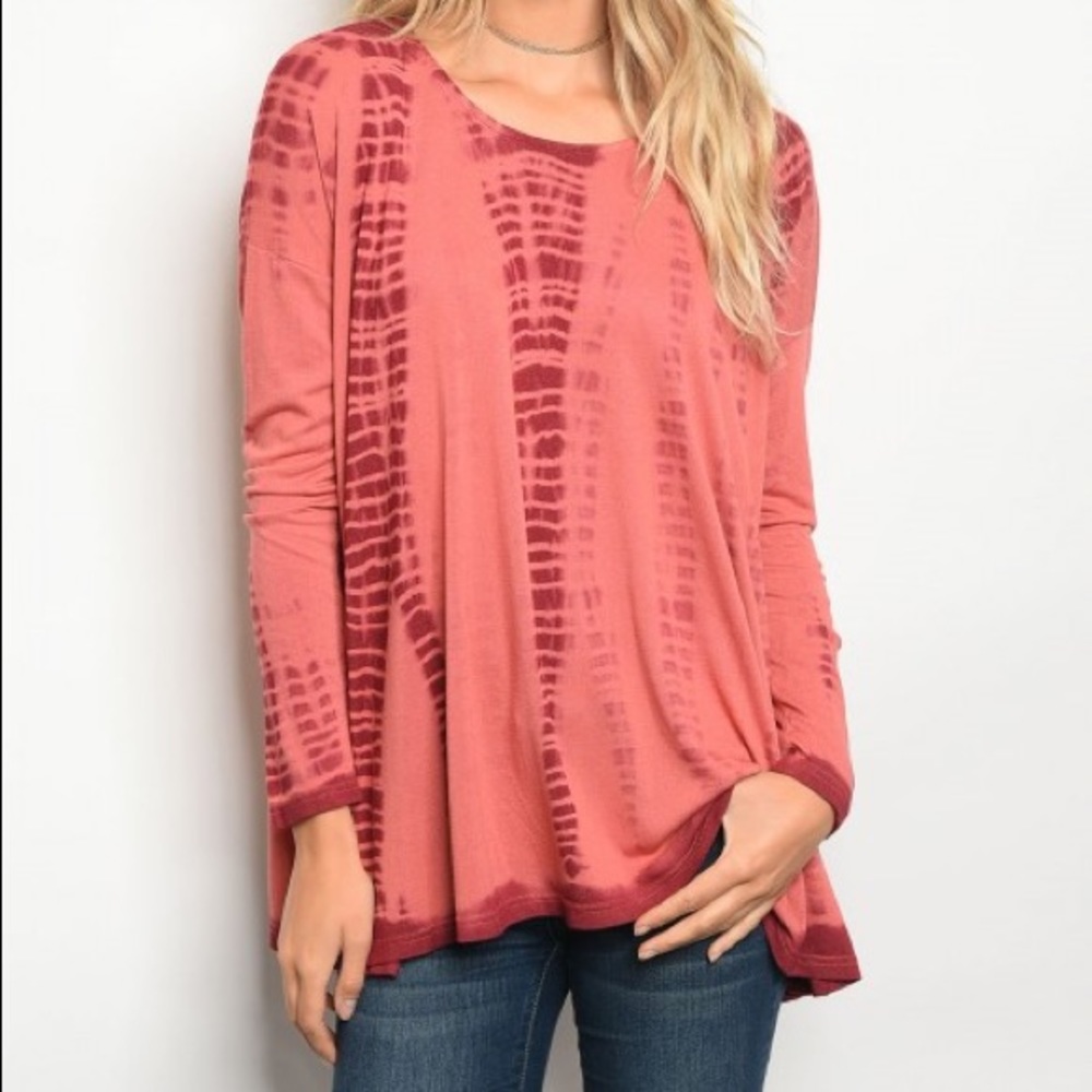 Emelie Rust Tie Dye Long Sleeve Shirt