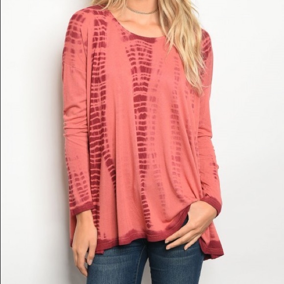 Emelie Rust Tie Dye Long Sleeve Shirt - Picture 1 of 1
