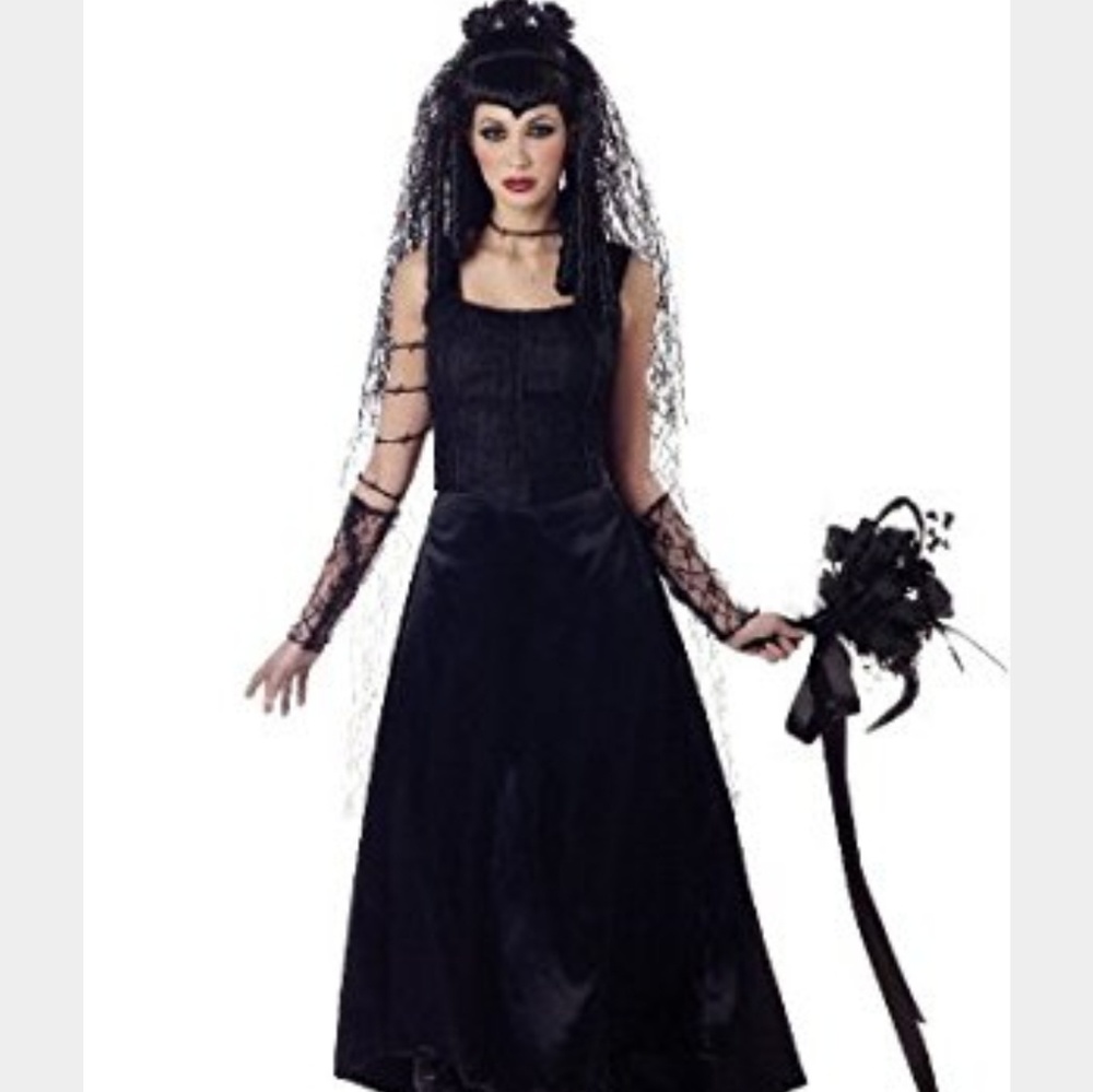 Black Gothic Bride Adult Costume. Includes top, sk