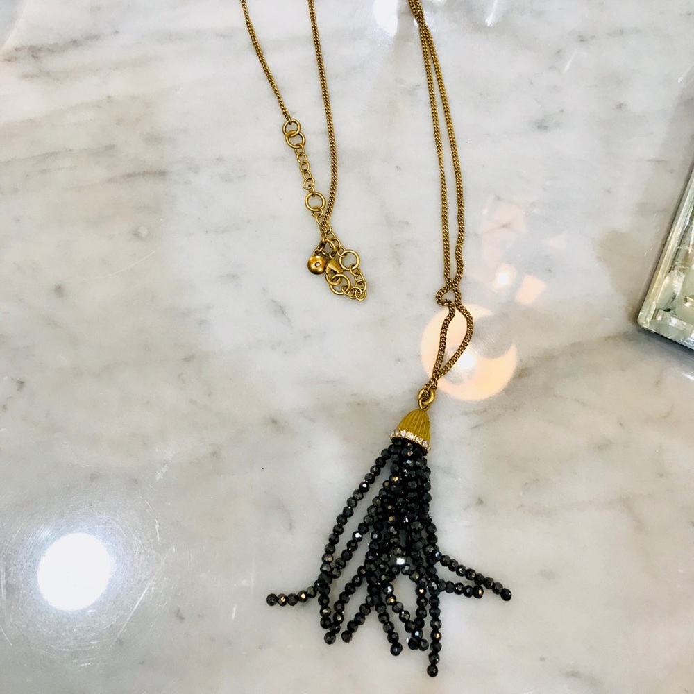 j crew tassel necklace. Brass/ silver/ diamonds.