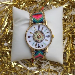 Colorful Hand Watch w/ feathers - Quartz MOVT