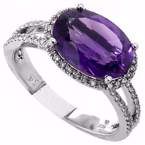 Amethyst And Diamond Ring 14k white gold