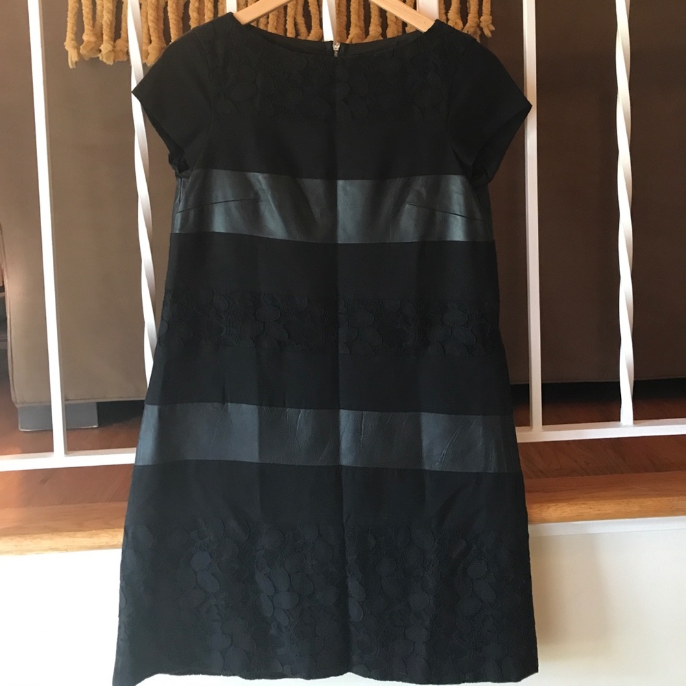 Ali Ro Little Black Dress with leather and lace, 0