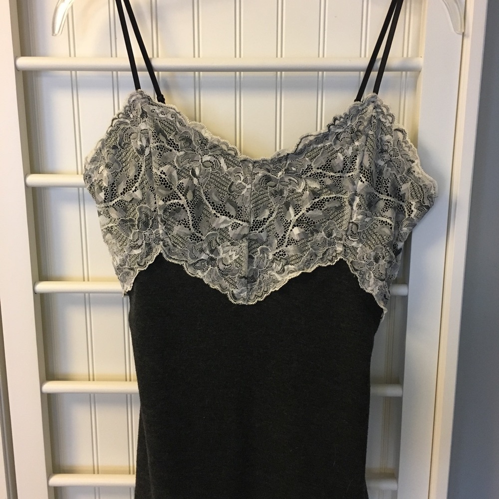 Camisole with lace and built in bra liner.