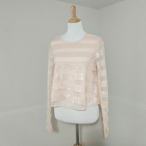 MINKPINK Blush Sequin Sheer Long Sleeve Top