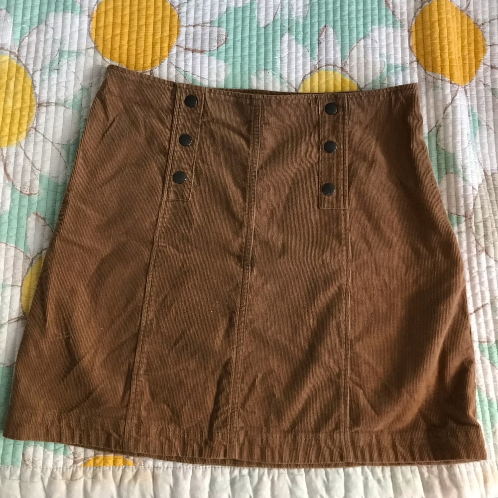 Hollister Corduroy Skirt Mini Straight Brown Sz L