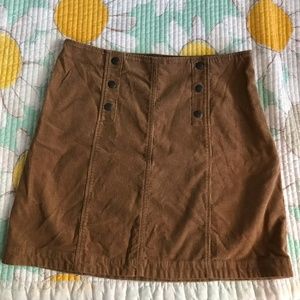 Hollister Corduroy Skirt Mini Straight Brown Sz L