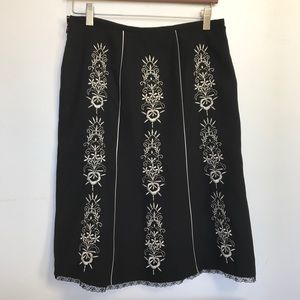 Embroidered Lined Skirt