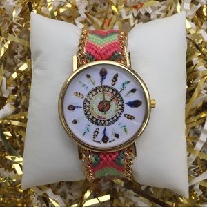 Colorful Hand Watch w/ feathers - Quartz MOVT