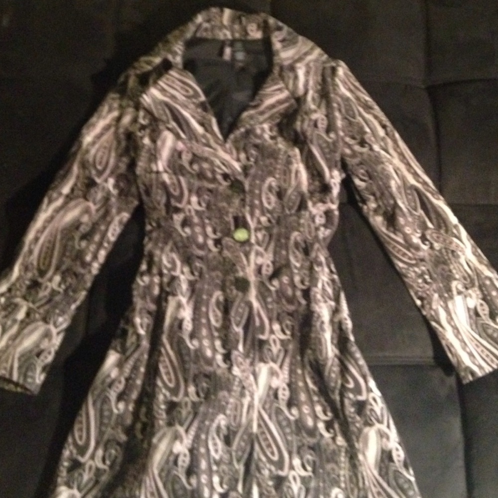 Bisou Bisou gray black velveteen long jacket