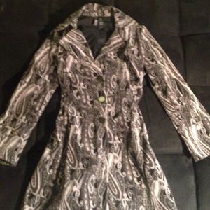 Bisou Bisou gray black velveteen long jacket