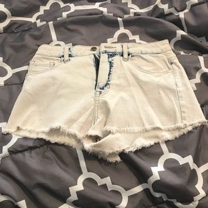 Distressed jean shorts